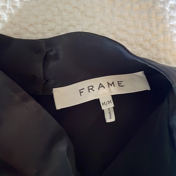 Frame Mock-Neck Silk Blouse, Black M - Picture 4 of 5